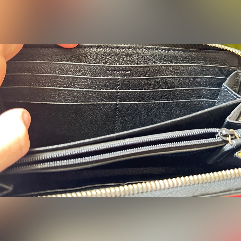SAINT LAURENT YSL Cassandra Leather Logo Embossed Long Wallet-Black - Picture 5 of 13
